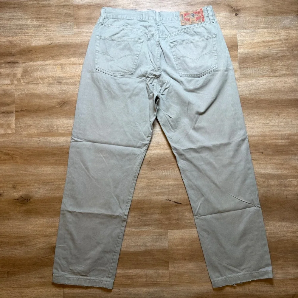 Vintage Diesel Jeans Men 34x29 Light Gray Straight Leg Button Fly Pants (Tag 36) - Picture 3 of 14